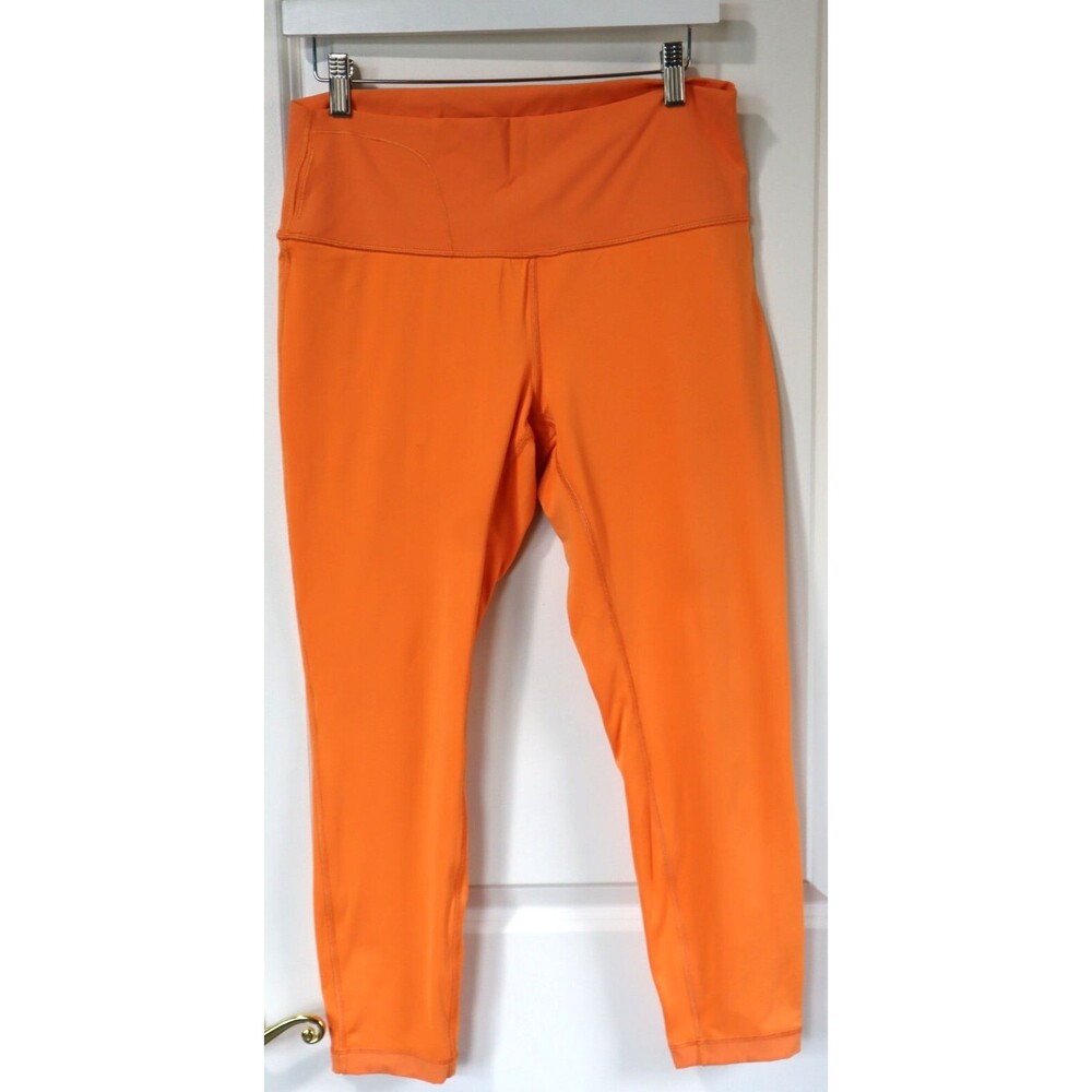 Lululemon Women's Wunder Under High Rise Luxtreme Croppe Tights Sz12 Orange Soda - Picture 3 of 15